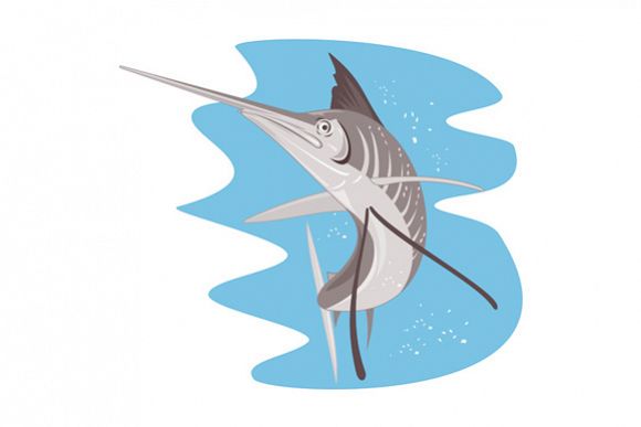 Sailfish Fish Jumping Retro example image 1