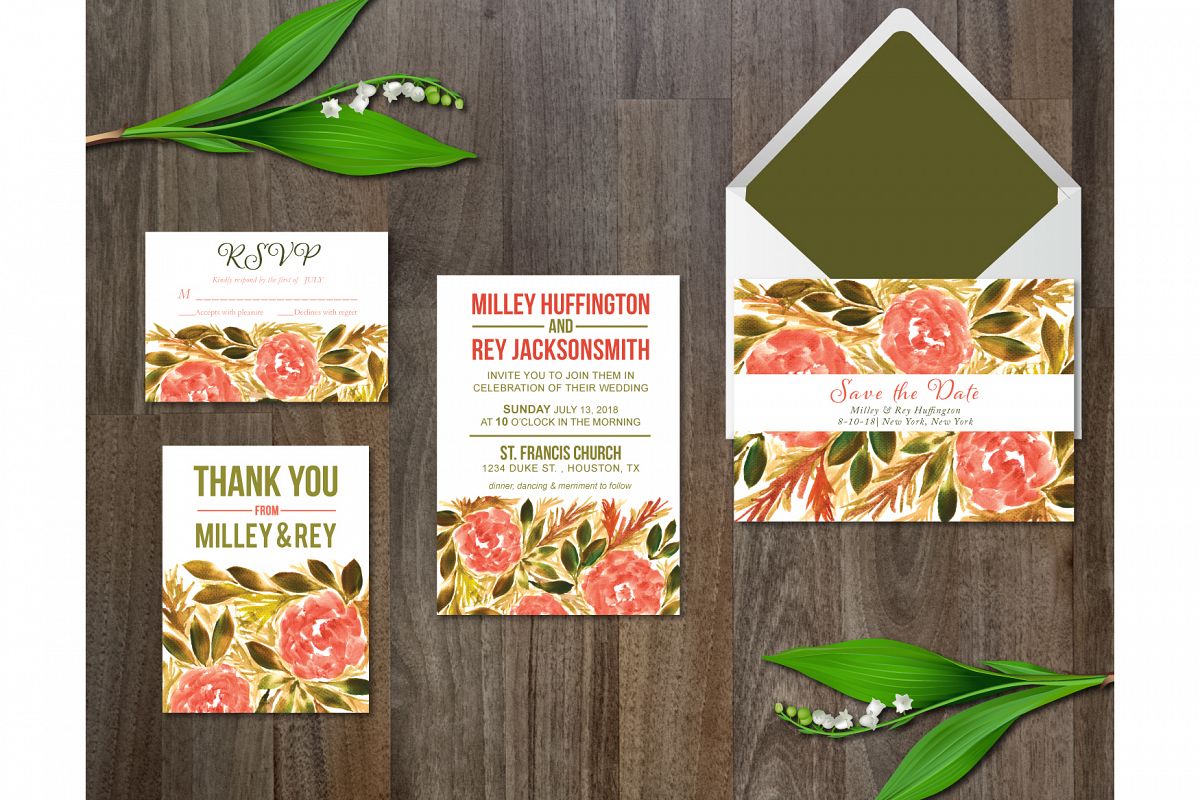 Watercolor Flower Wedding Suite example image 1