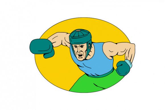 Amateur Boxer Knockout Punch Drawing example image 1