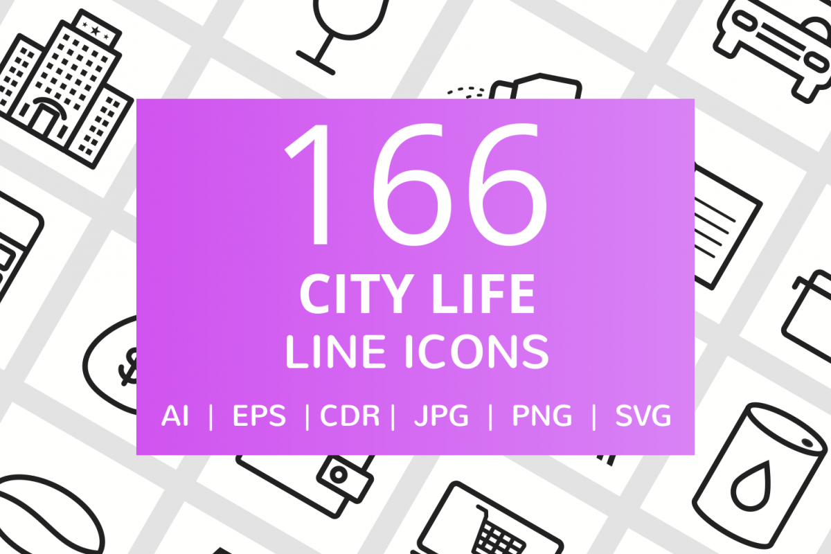 166 City Life Line Icons example image 1