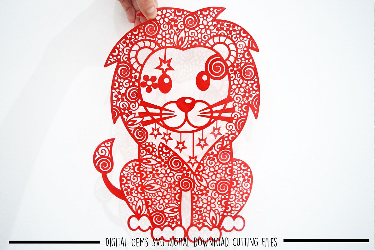 Lion paper cut SVG / DXF / EPS files example image 1