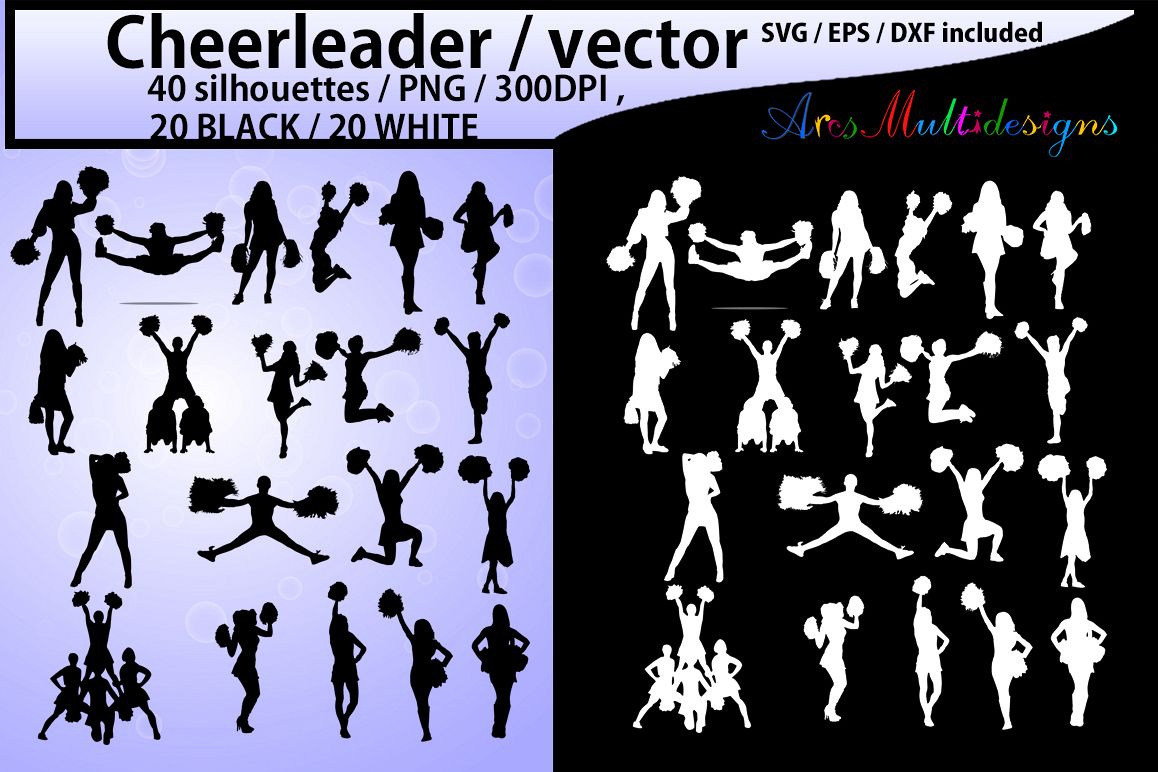 Cheerleaders SVG cut files / Cheerleader silhouette / Cheerleader clipart / instant download / vector Cheerleader/ EPS / SVG /Png / DXf example image 1