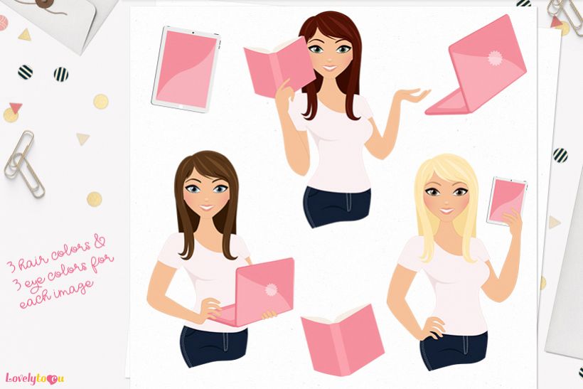 Woman teacher character clip art L119 Zara example image 1