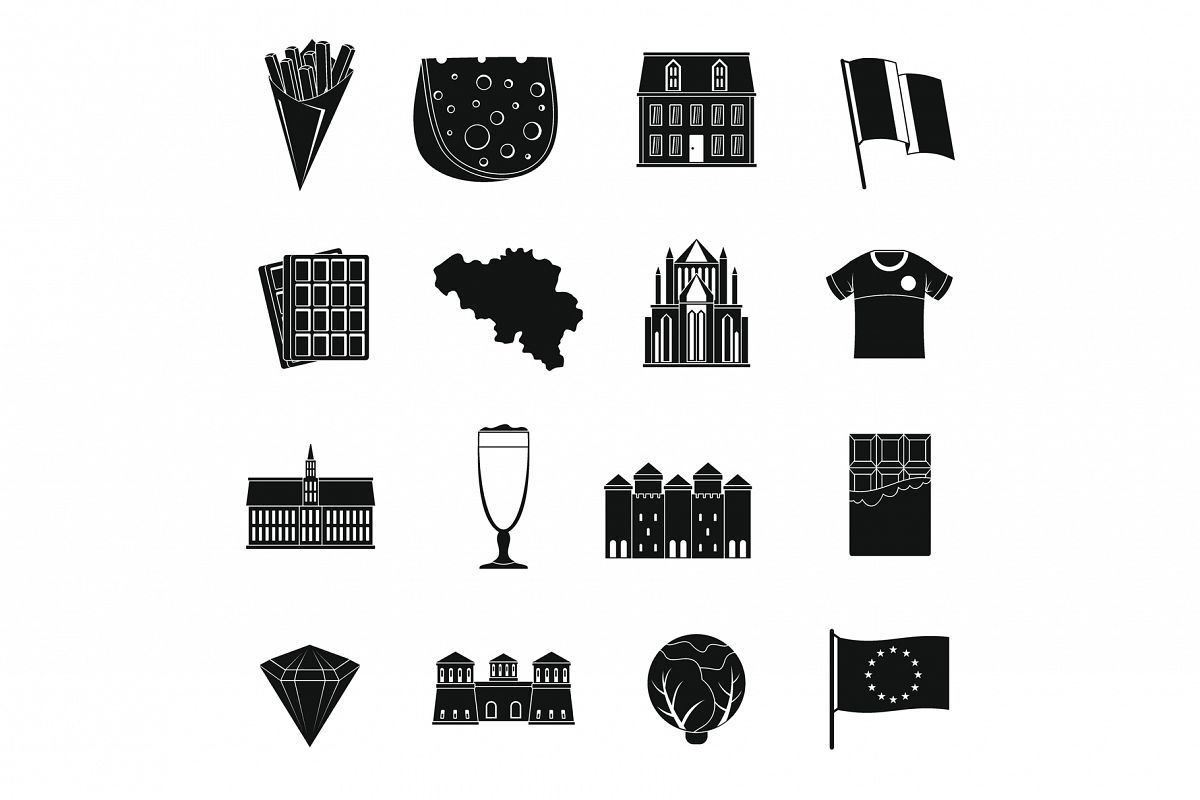 Belgium travel icons set, simple style example image 1
