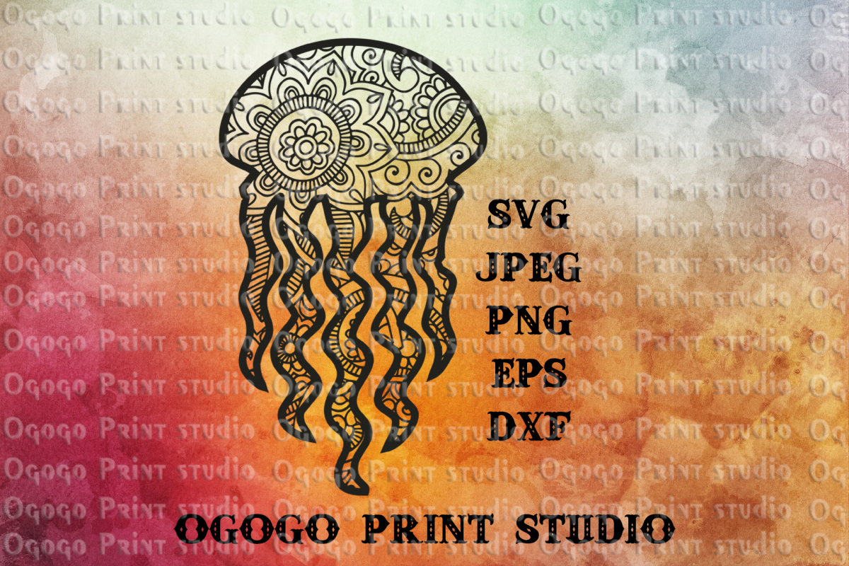 Jellyfish SVG, Zentangle SVG, Sea animal SVG, Mandala svg example image 1