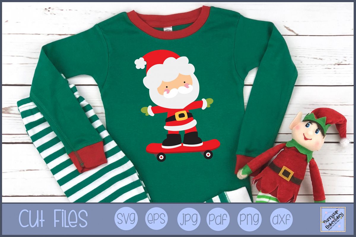 Skateboard Santa - SVG, Clipart, Printable example image 1