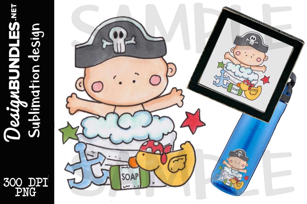 Bathtub Pirate Sublimation Design example image 1