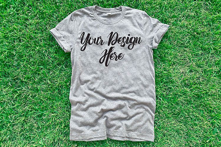 Bella 3001 Athletic Heather Grey Mockup Photo - Flatlay example image 1