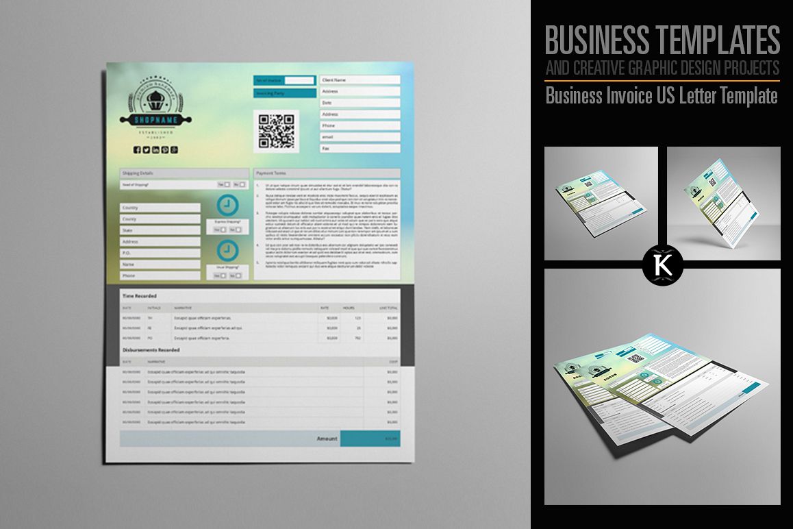 Business Invoice US Letter Template example image 1