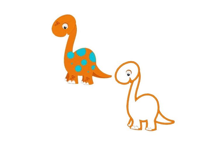 Dinosaur Machine Embroidery Design Set Applique and Filled example image 1