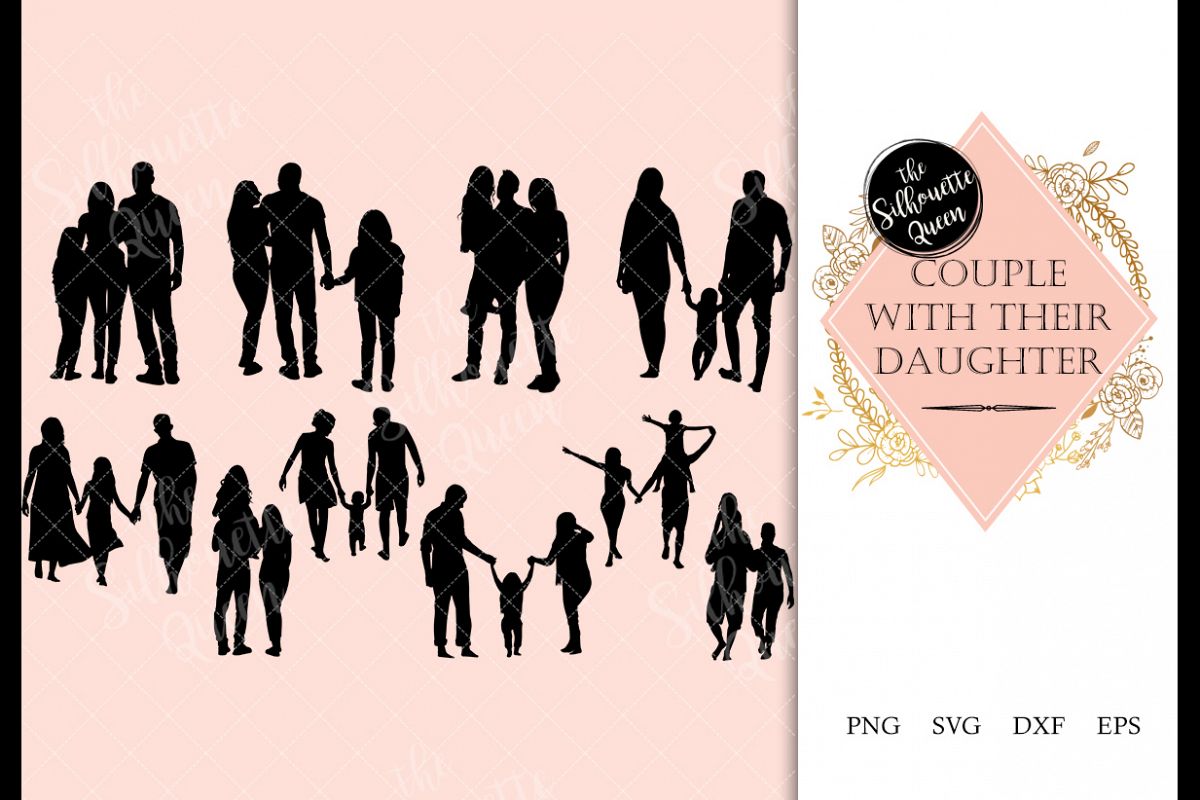 Couple with Daughter svg file, family svg cut file example image 1
