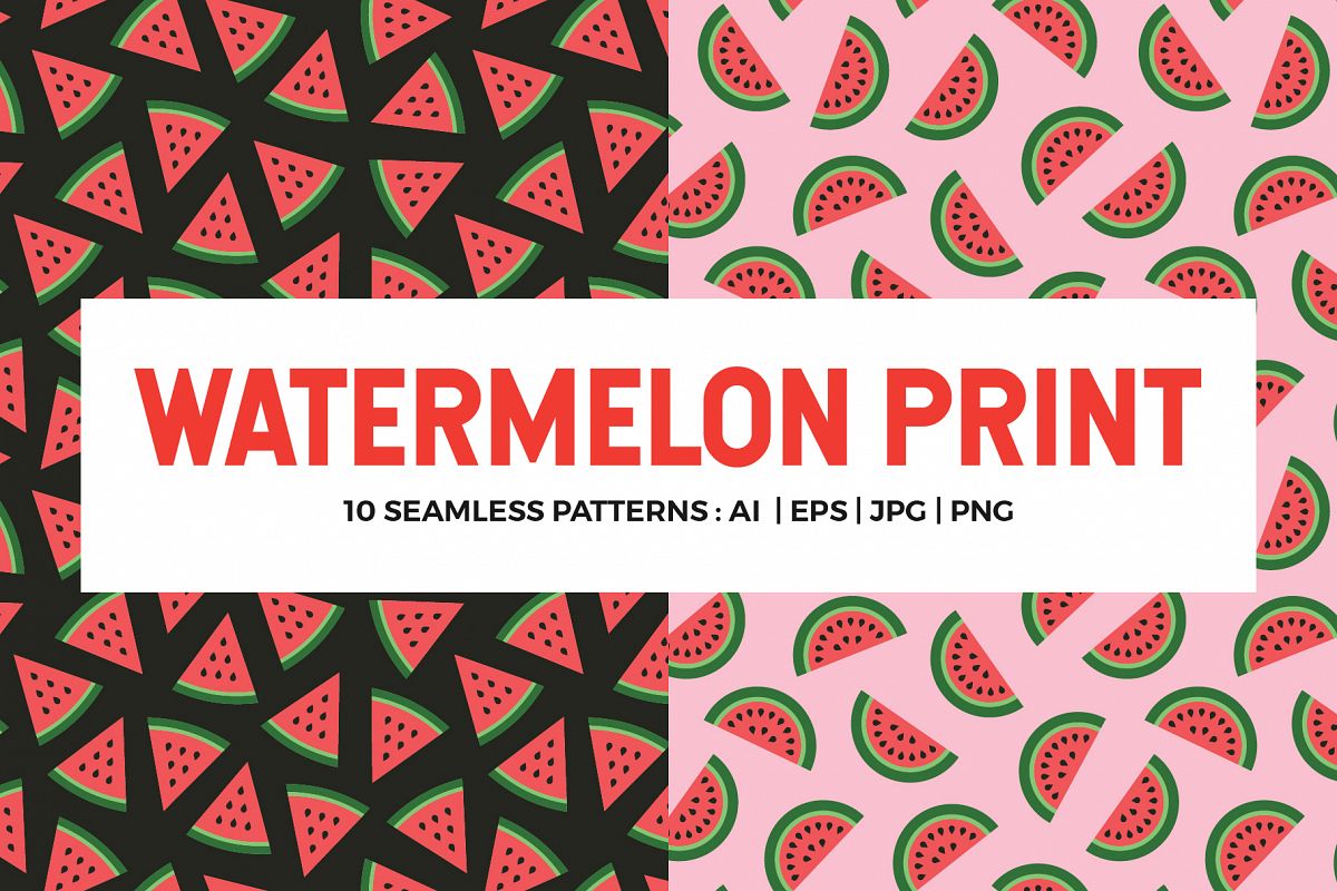 Watermelon Seamless Patterns example image 1