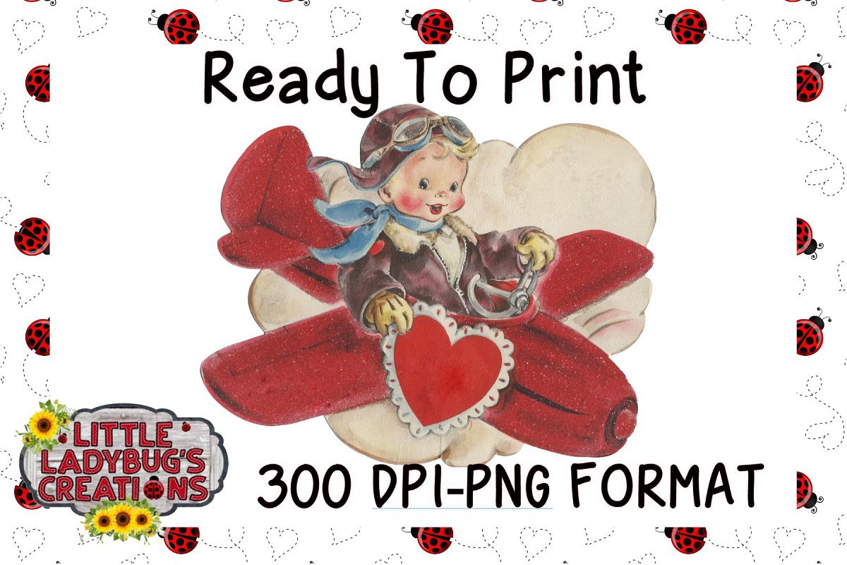 Vintage Flyboy 300DPI PNG Printable Digital Design example image 1