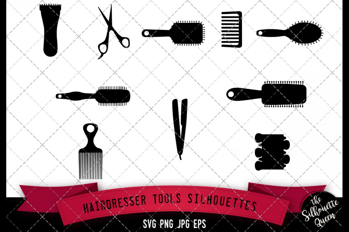 Hairdresser Tools Silhouette Svg Cricut Clipart Vector E