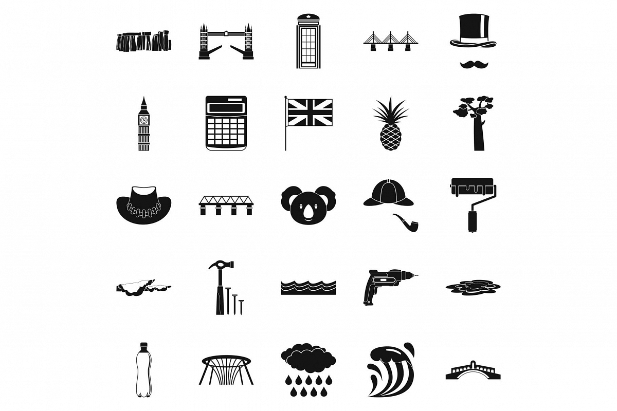 Crossway icons set, simple style example image 1