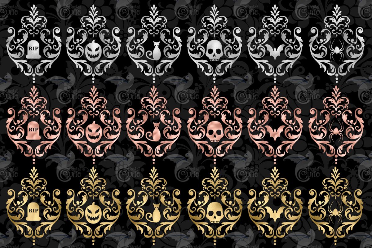 Halloween Damask Clipart example image 1