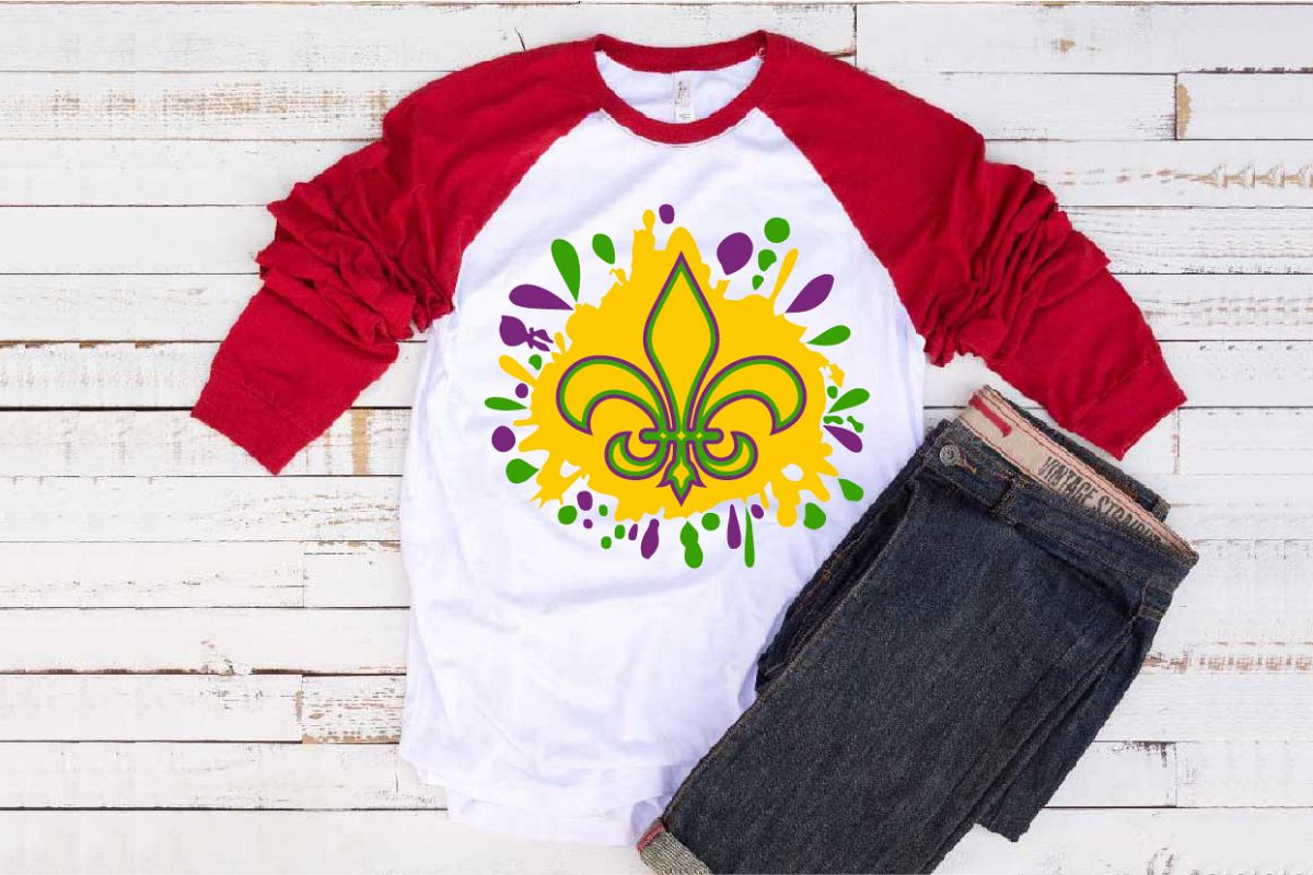 Fleur de Lis Mask Mardi ink Splash Gras SVG Tuesday 1279s example image 1