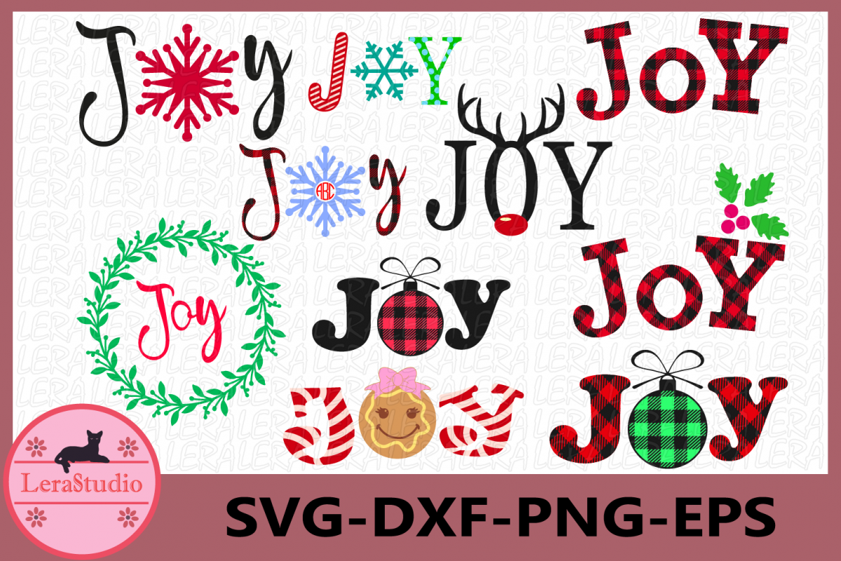JOY Svg, Christmas svg, Merry Christmas SVG, Buffalo Plaid example image 1