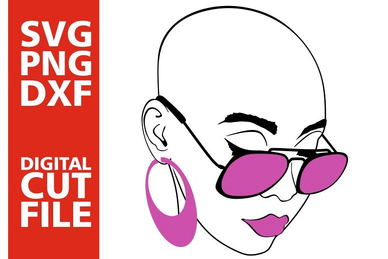 Download Black Woman with glasses svg, Afro girl svg, Bald woman svg