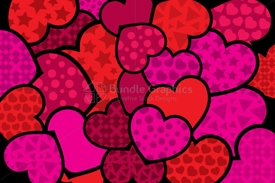 Pink and Red Hearts Creative Monotone Vector Background example image 1