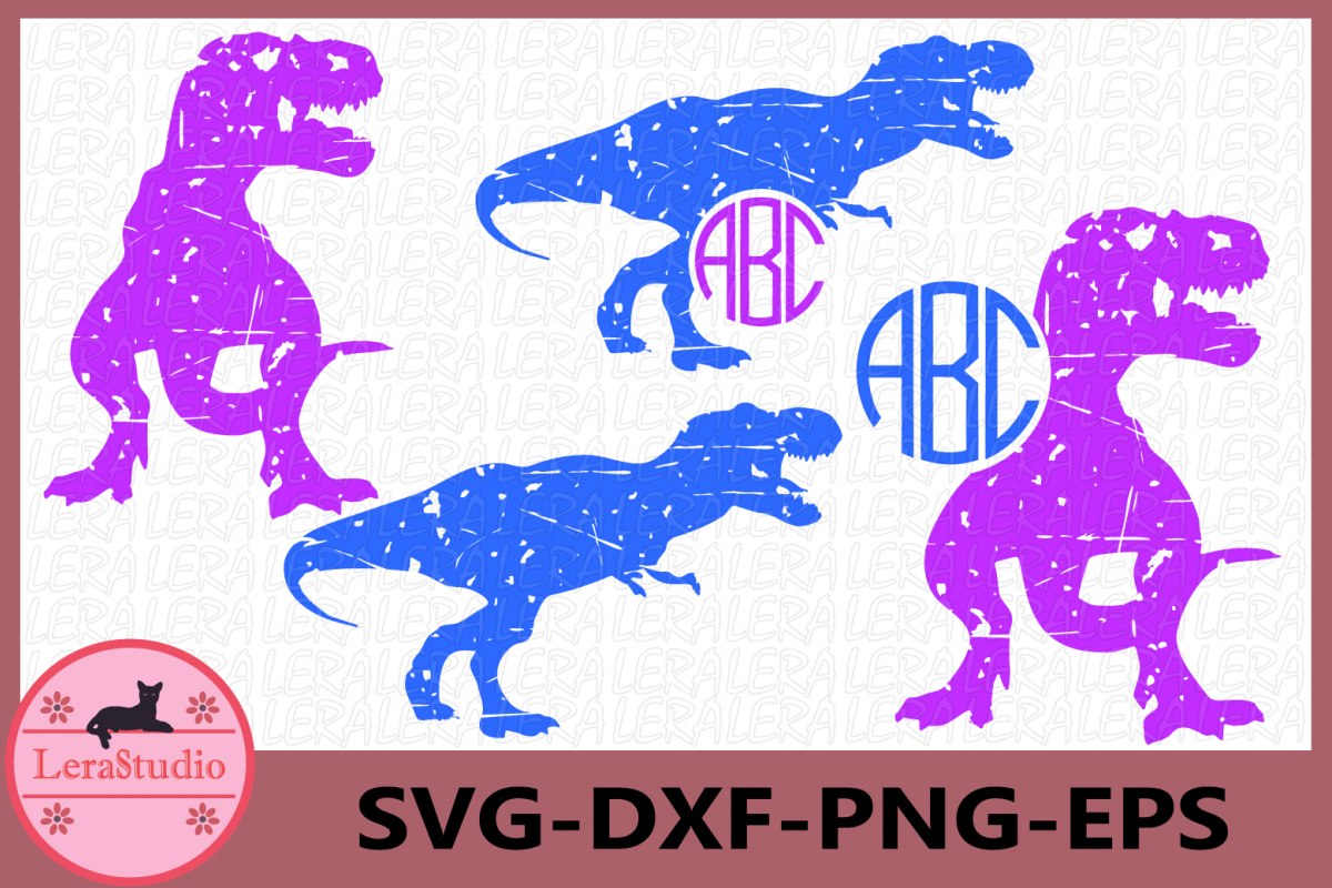 Dinosaurs Grunge SVG, Monogram Svg, Dinosaur Silhouette example image 1