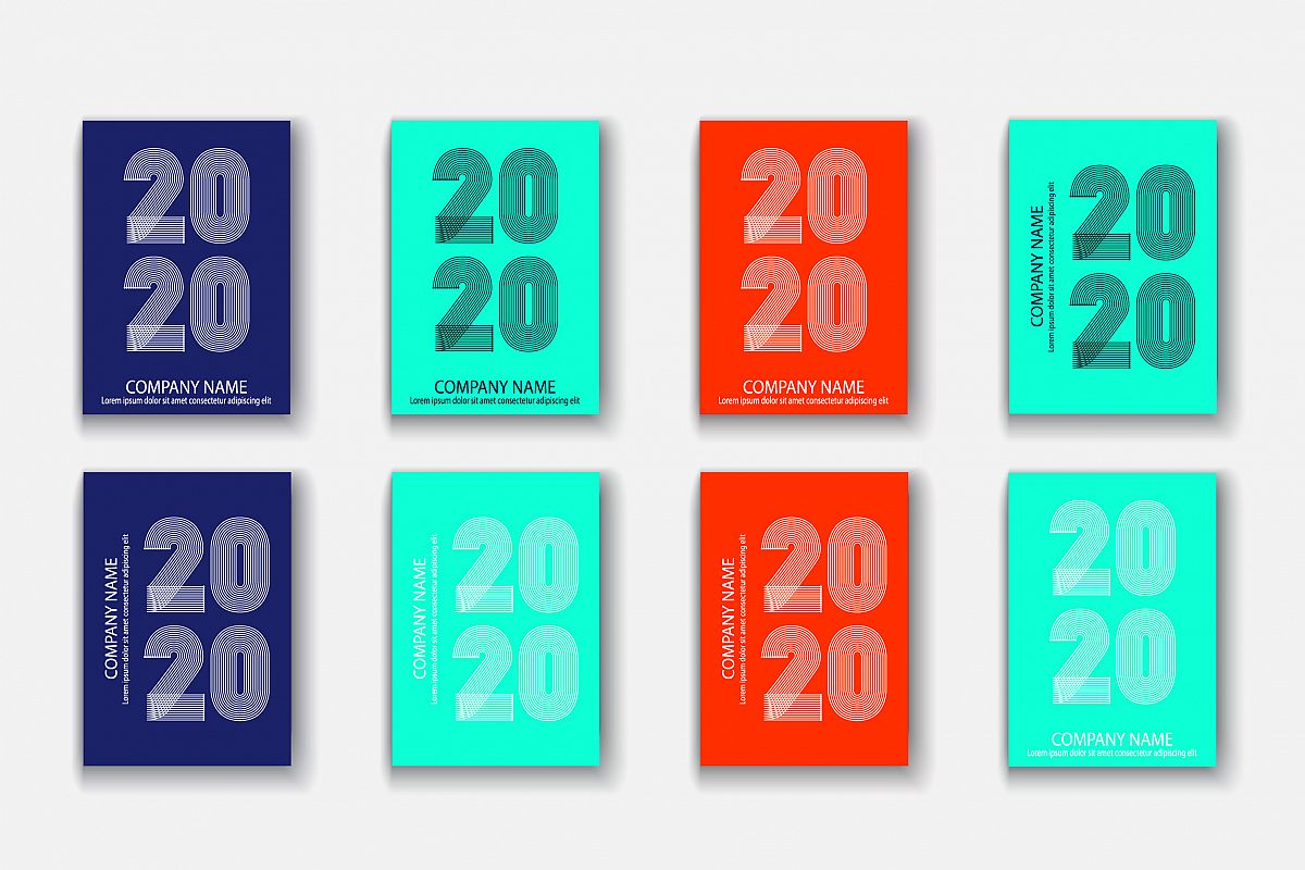 Cover Annual Report numbers 2020 in thin lines illustrations example image 1