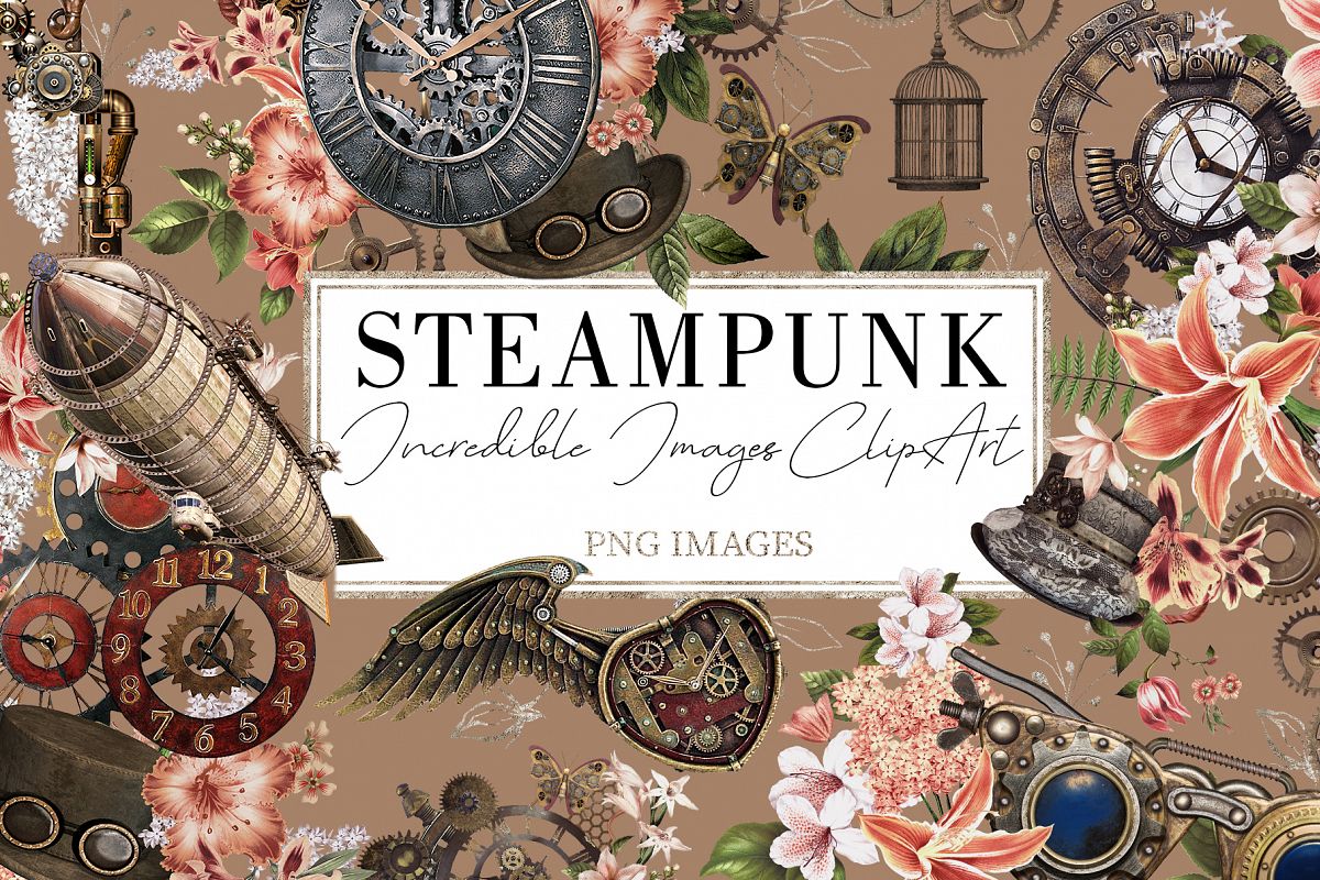 Steampunk |68 Elements in PNG example image 1