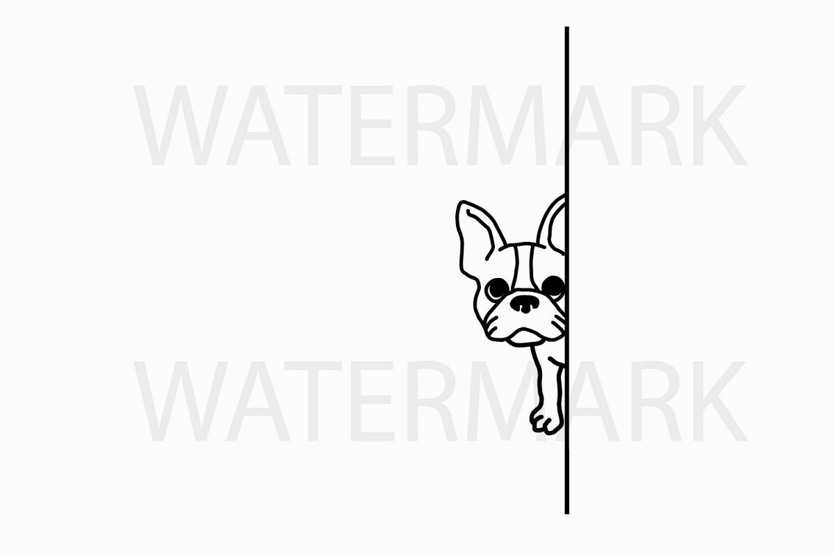 French Bulldog Hiding peeping at you - SVG/JPG/PNG Hand Drawing example image 1