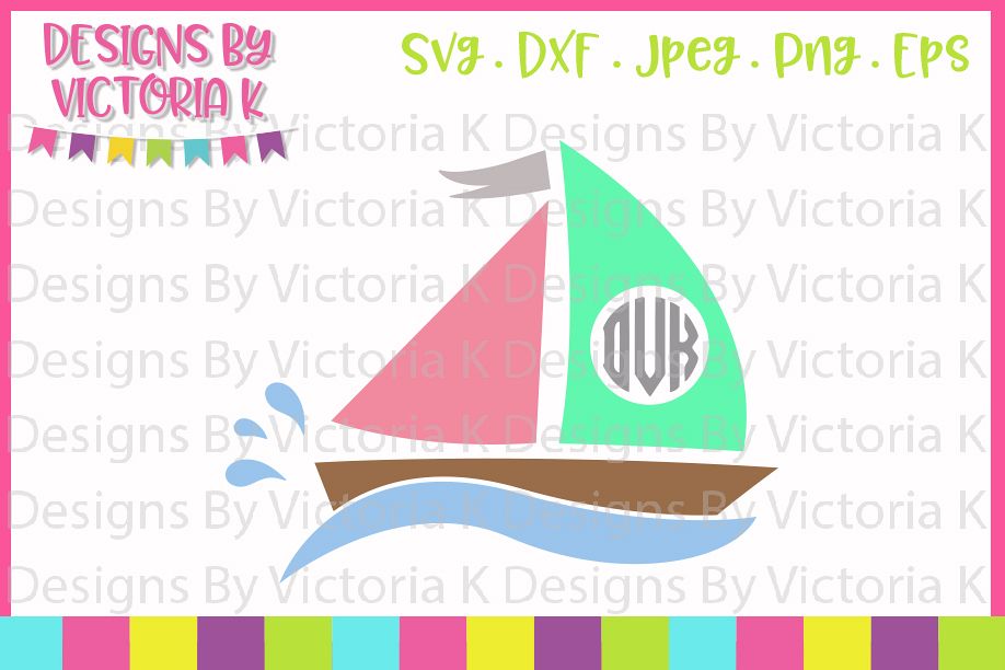 Boat Monogram, Boat, Lake, SVG, DXF, PNG example image 1