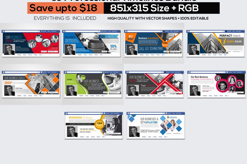 10 Business Facebook Timelines Bundle example image 1