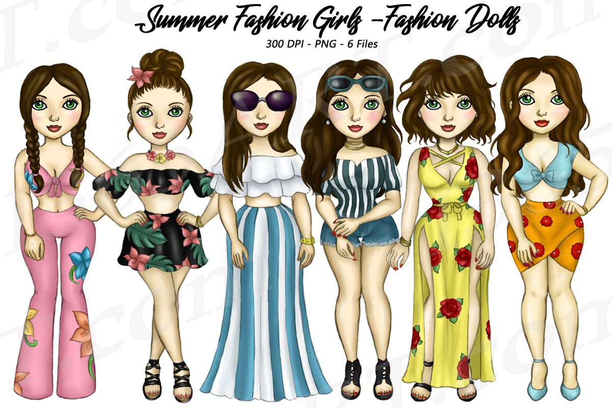 Summer Fashion Girls Planner Clipart, Fashion Girls PNG example image 1