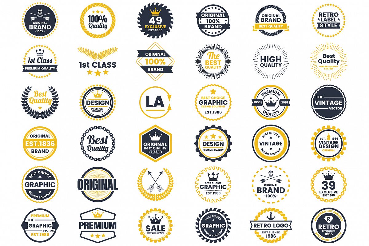 Vintage Badge & Objects Vector Set example image 1