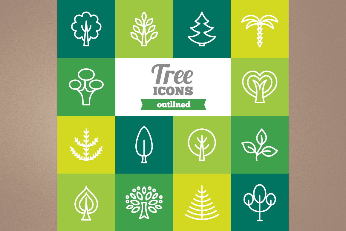 Outlined Tree Icons example image 1