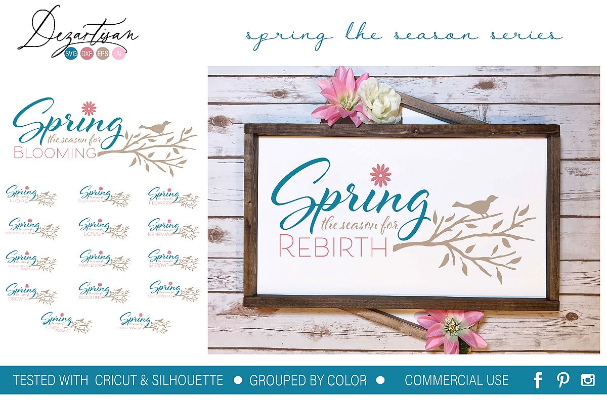 Spring the season for series of 15 quotes SVG DXF Design example image 1