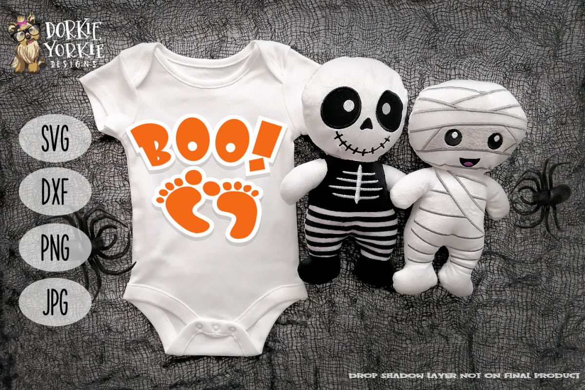 Boo! - Halloween words - Pregnancy, Baby Feet - SVG example image 1