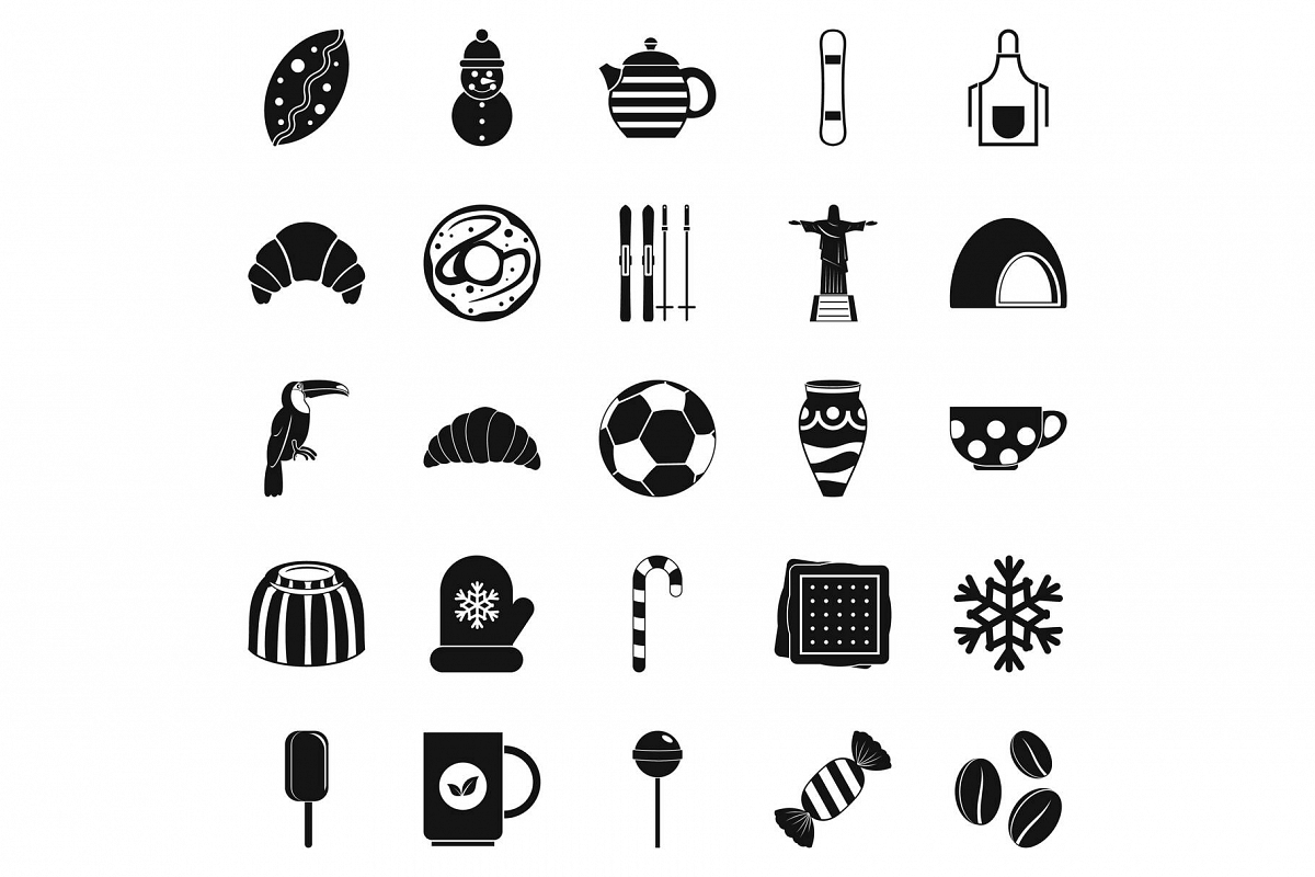 Bar icons set, simple style example image 1