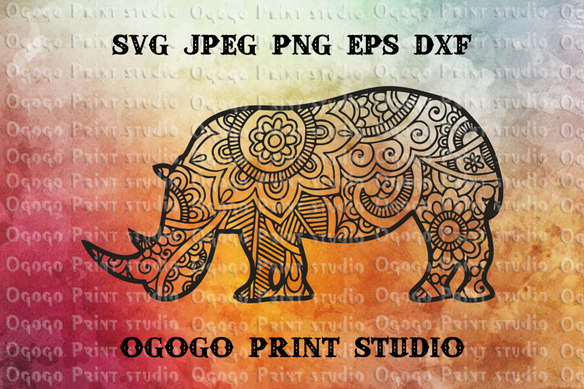 Rhino SVG, Zentangle SVG, Mandala svg, Rhinoceros SVG,Animal example image 1