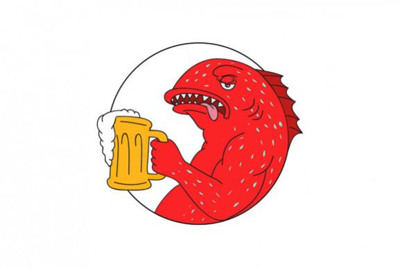 Coral Trout Beer Mug Circle Drawing example image 1