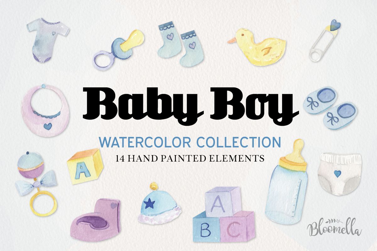 Baby Boy Watercolor Collection example image 1