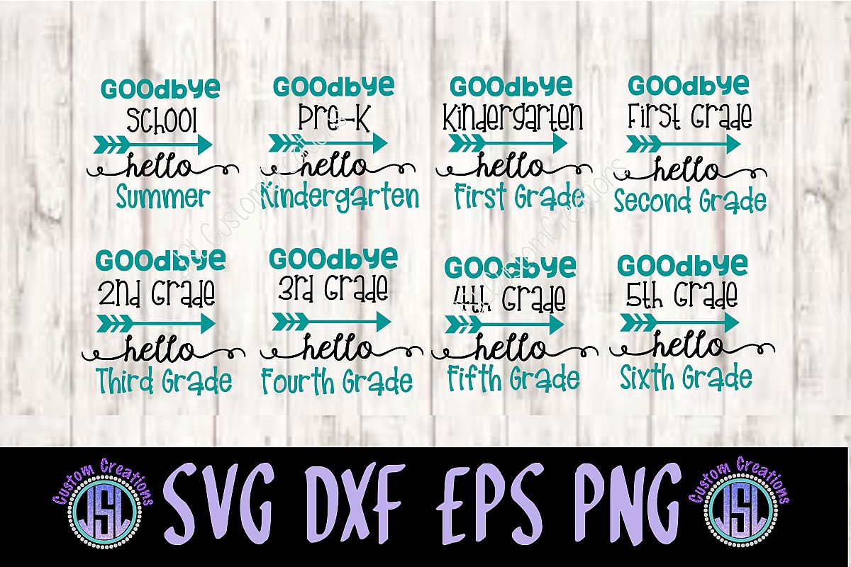 School Grade Bundle Set of 8, SVG EPS DXF PNG Digital Download