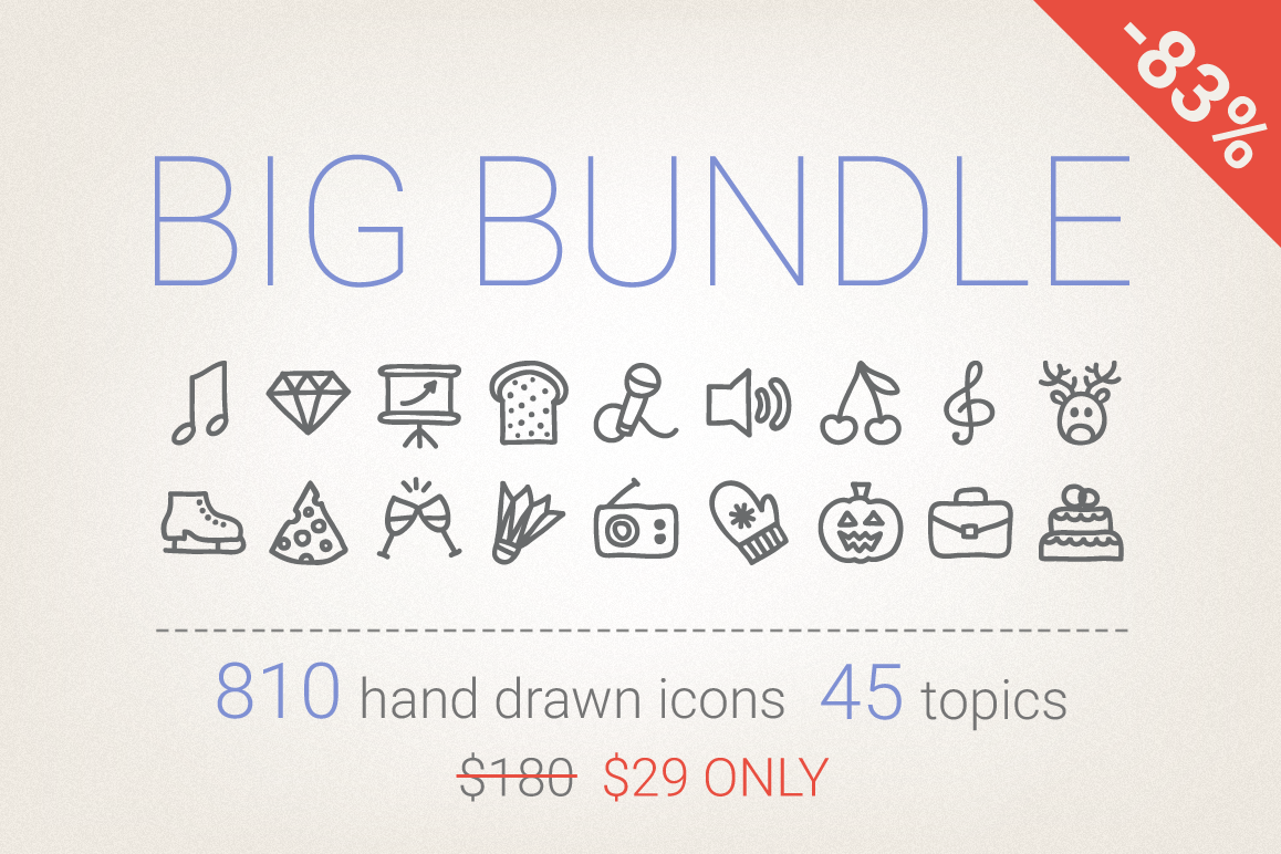 83 Off - Hand Drawn Icons Bundle example image 1