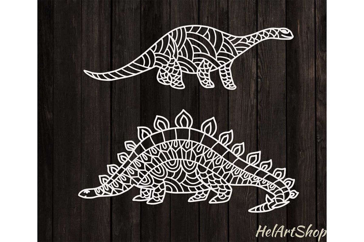 Set of Zentangle Dinosaurus. Svg design example image 1