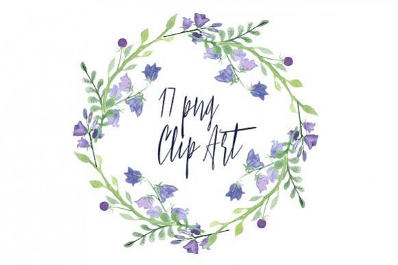 17 Watercolor Campanula Clip Art example image 1