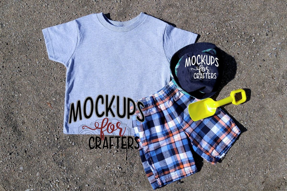 GRAY GILDAN CHILD'S TSHIRT - BEACH THEME MOCK-UP example image 1