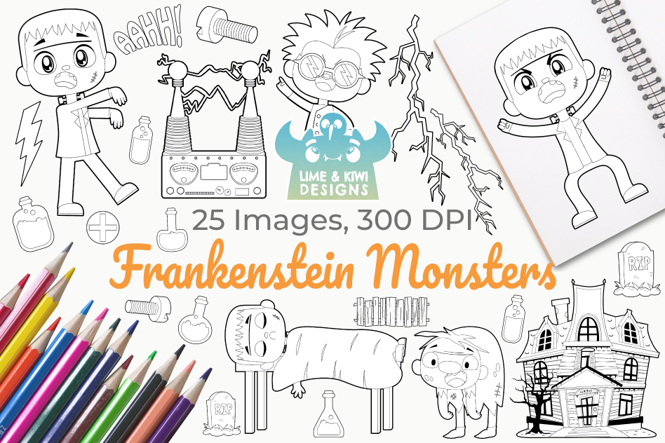 Frankenstein Monsters Digital Stamps example image 1