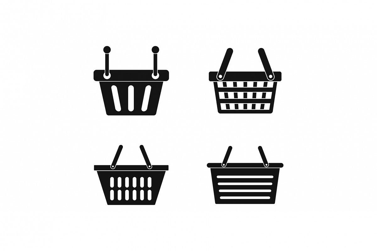 Shopping basket icon set, simple style example image 1