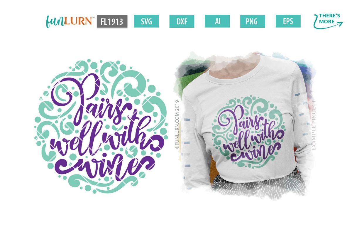 Pairs Well With Wine SVG Cut File example image 1