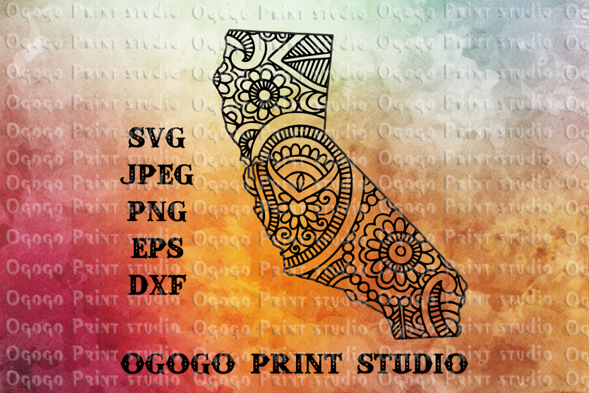 California SVG, Zentangle SVG, Travel svg, Mandala svg example image 1