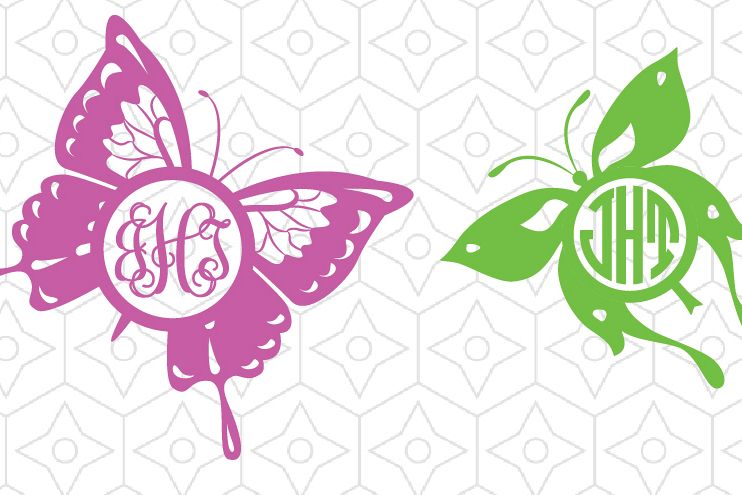 Butterfly Silhouette Monogram Frame Decals, SVG, DXF, AI ...