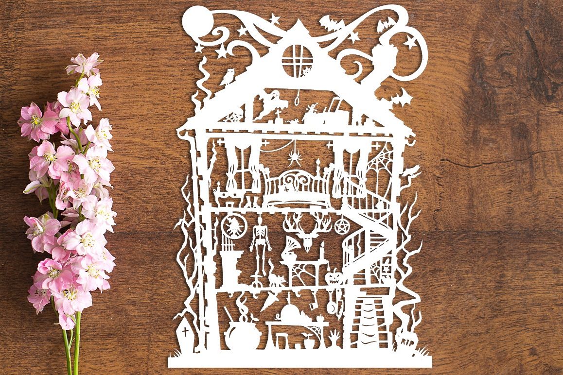Halloween House - Paper Cutting Template example image 1